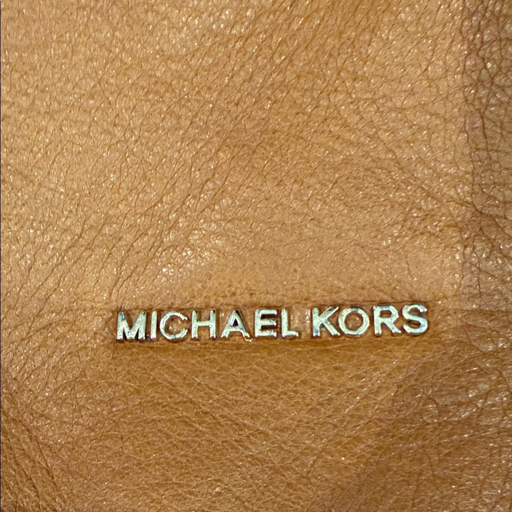Michael Kors Leather Shoulder Bag – Cognac Brown | Gold Hardware - Picture 10 of 14